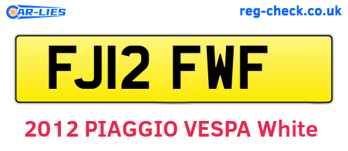 FJ12FWF are the vehicle registration plates.