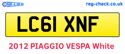 LC61XNF are the vehicle registration plates.