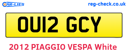 OU12GCY are the vehicle registration plates.