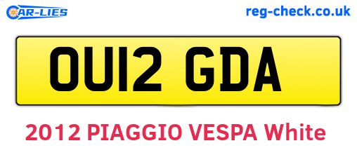 OU12GDA are the vehicle registration plates.