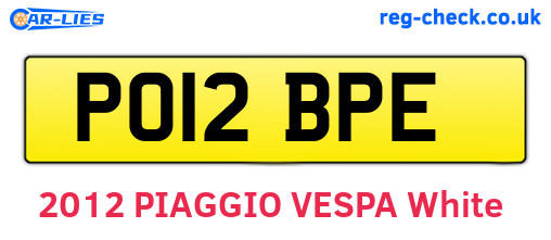 PO12BPE are the vehicle registration plates.
