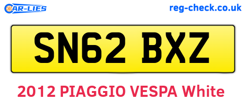 SN62BXZ are the vehicle registration plates.
