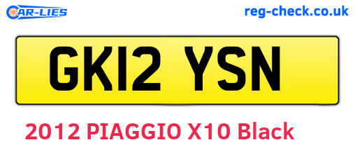 GK12YSN are the vehicle registration plates.
