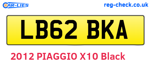 LB62BKA are the vehicle registration plates.