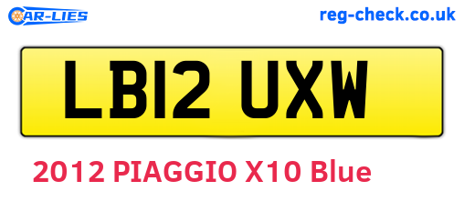 LB12UXW are the vehicle registration plates.