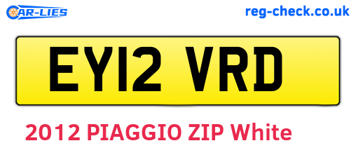 EY12VRD are the vehicle registration plates.