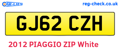 GJ62CZH are the vehicle registration plates.