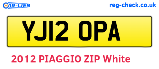 YJ12OPA are the vehicle registration plates.