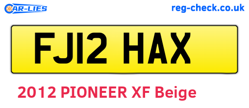 FJ12HAX are the vehicle registration plates.