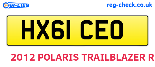 HX61CEO are the vehicle registration plates.