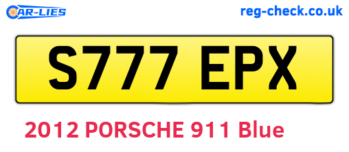 S777EPX are the vehicle registration plates.