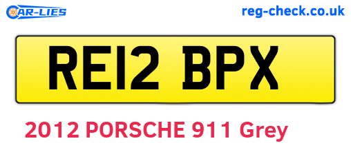 RE12BPX are the vehicle registration plates.