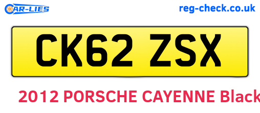 CK62ZSX are the vehicle registration plates.