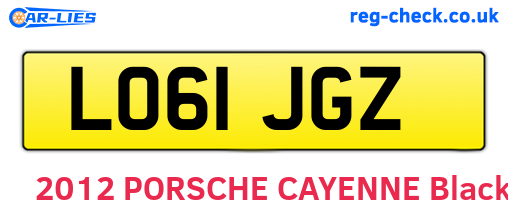 LO61JGZ are the vehicle registration plates.