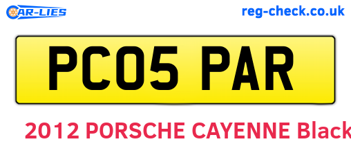 PC05PAR are the vehicle registration plates.