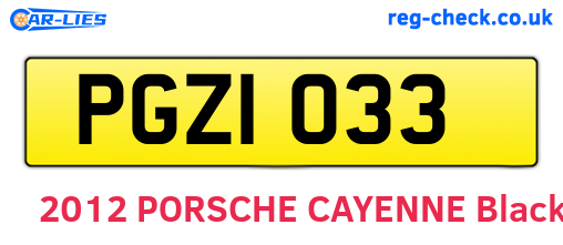PGZ1033 are the vehicle registration plates.