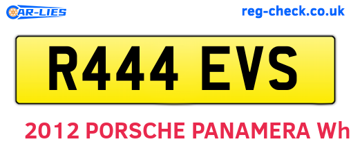 R444EVS are the vehicle registration plates.
