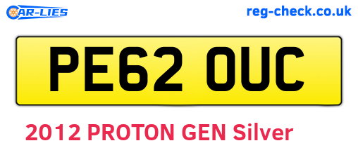 PE62OUC are the vehicle registration plates.