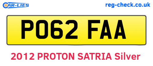 PO62FAA are the vehicle registration plates.