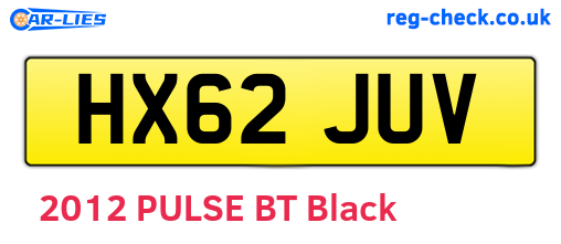 HX62JUV are the vehicle registration plates.