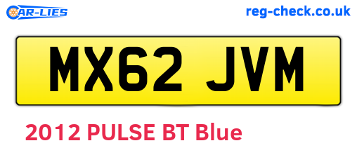 MX62JVM are the vehicle registration plates.