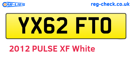 YX62FTO are the vehicle registration plates.
