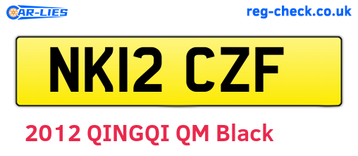 NK12CZF are the vehicle registration plates.