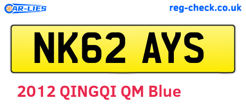 NK62AYS are the vehicle registration plates.