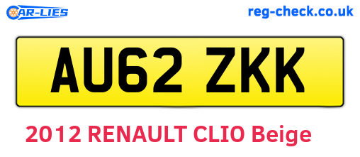 AU62ZKK are the vehicle registration plates.