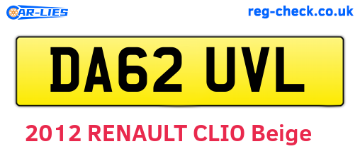 DA62UVL are the vehicle registration plates.