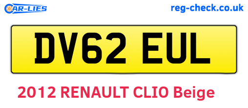 DV62EUL are the vehicle registration plates.