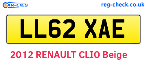LL62XAE are the vehicle registration plates.