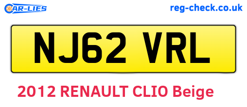 NJ62VRL are the vehicle registration plates.