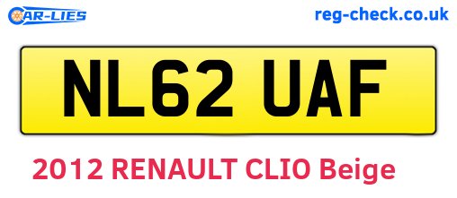 NL62UAF are the vehicle registration plates.