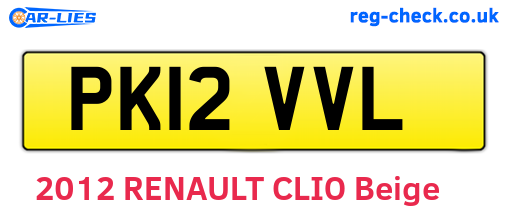 PK12VVL are the vehicle registration plates.