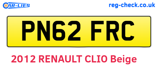 PN62FRC are the vehicle registration plates.