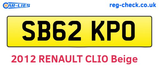 SB62KPO are the vehicle registration plates.
