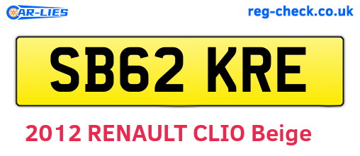 SB62KRE are the vehicle registration plates.