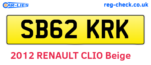 SB62KRK are the vehicle registration plates.