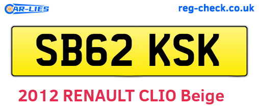 SB62KSK are the vehicle registration plates.