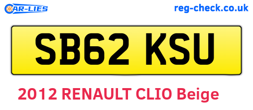 SB62KSU are the vehicle registration plates.