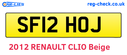 SF12HOJ are the vehicle registration plates.