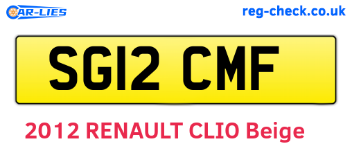 SG12CMF are the vehicle registration plates.