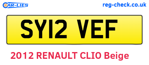 SY12VEF are the vehicle registration plates.