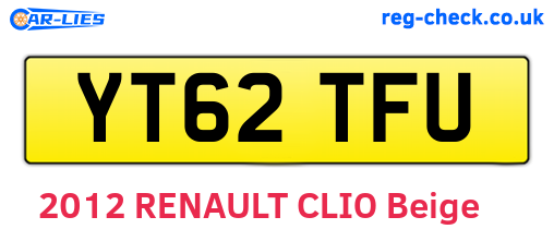 YT62TFU are the vehicle registration plates.