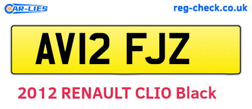 AV12FJZ are the vehicle registration plates.