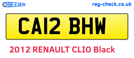CA12BHW are the vehicle registration plates.