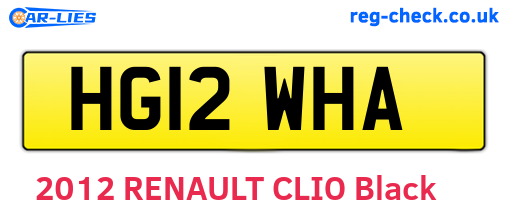 HG12WHA are the vehicle registration plates.