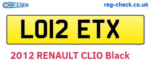 LO12ETX are the vehicle registration plates.