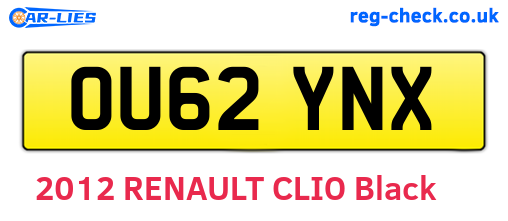 OU62YNX are the vehicle registration plates.